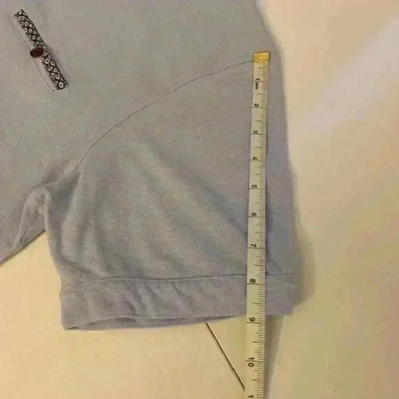 BRITCHES SPORT Polo Shirt Slim Fit Light Blue Patterned Collar. Size L - Picture 9 of 12